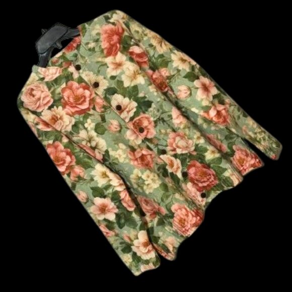 NWOT Gorgeous Pink Green Floral Print Knit Cardigan Sweater Size 3X - Picture 4 of 14
